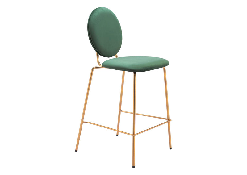 109805 Odessa Counter Stool (Set Of 2) Green & Gold