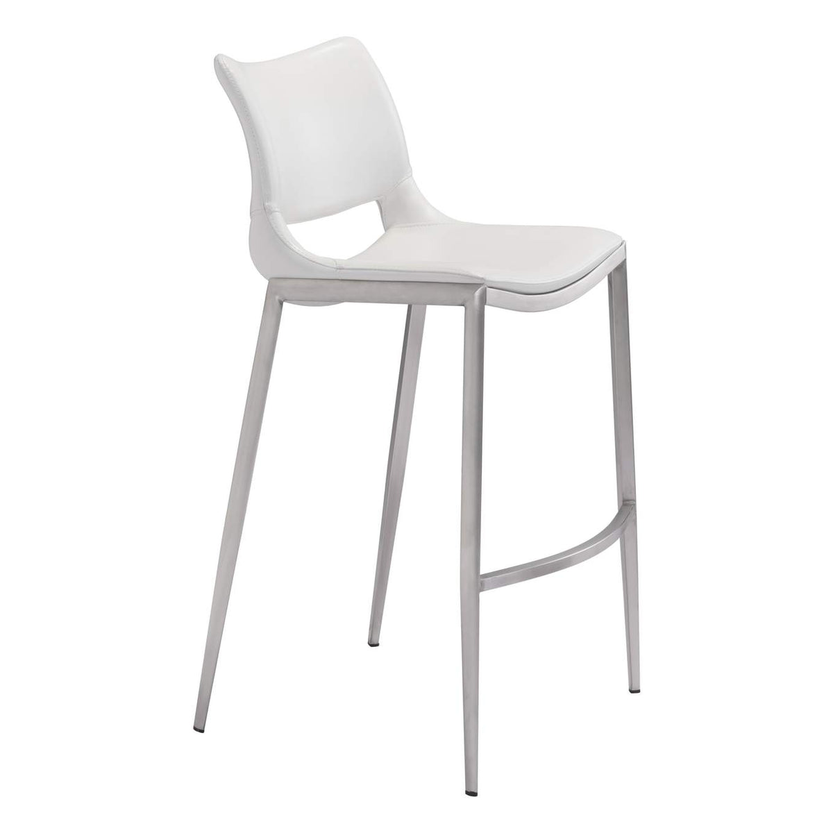 101283 Ace Barstool (Set Of 2) White & Silver