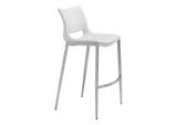 101283 Ace Barstool (Set Of 2) White & Silver