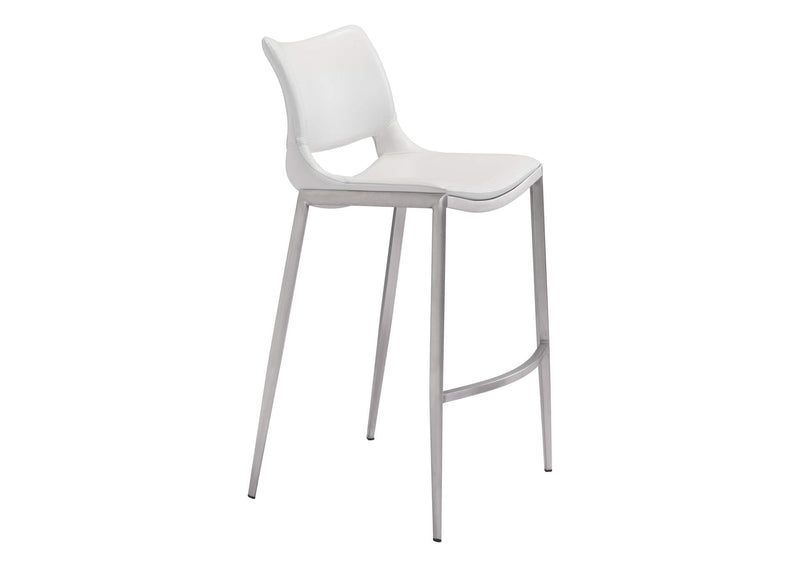 101283 Ace Barstool (Set Of 2) White & Silver