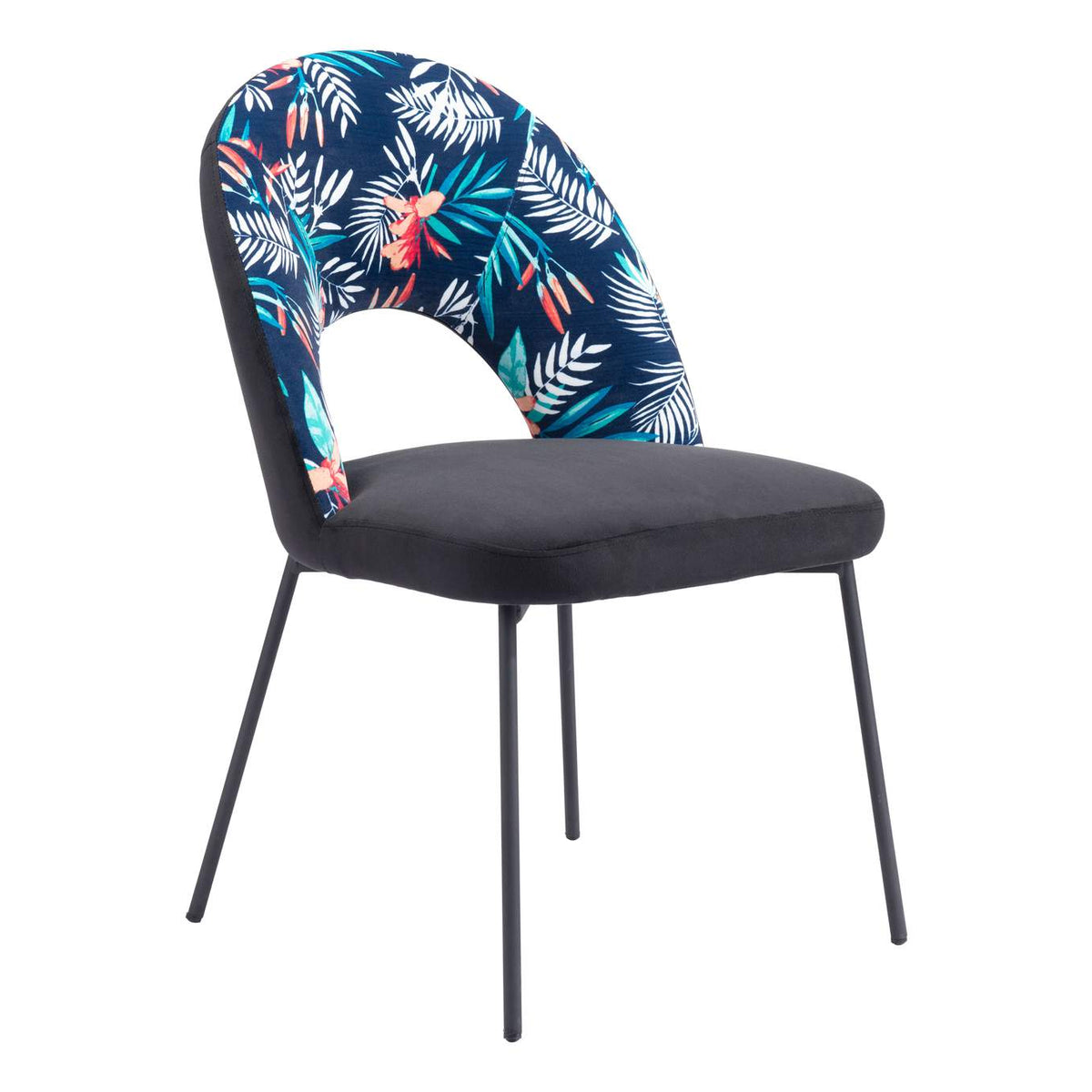 109366 Merion Dining Chair (Set Of 2) Multicolor Print & Black
