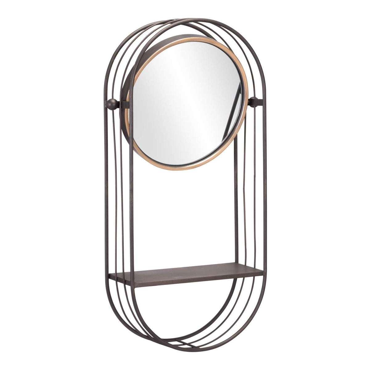 A12234 Saroni Mirror Shelf Antique Gray