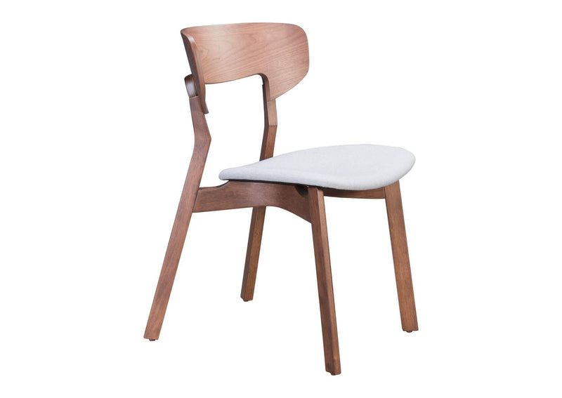 100979 Russell Dining Chair (Set Of 2) Walnut & Light Gray