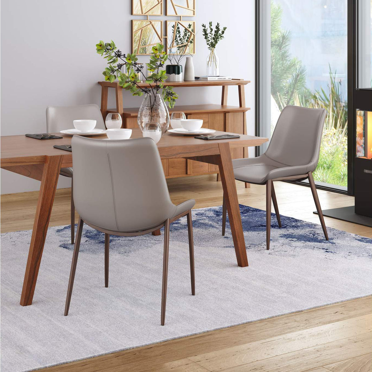 101272 Magnus Dining Chair (Set Of 2) Brown & Walnut