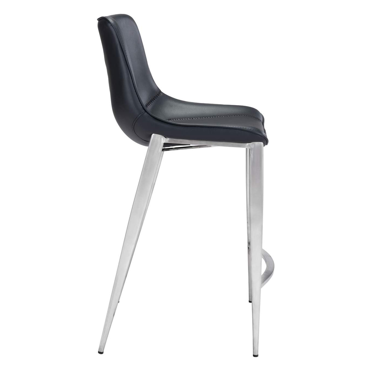 101409 Magnus Counter Stool (Set Of 2) Black & Silver