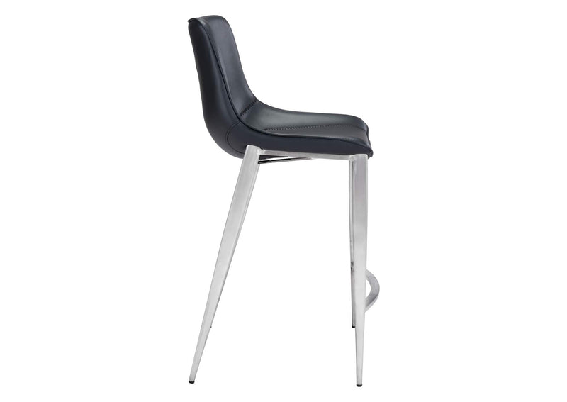 101409 Magnus Counter Stool (Set Of 2) Black & Silver