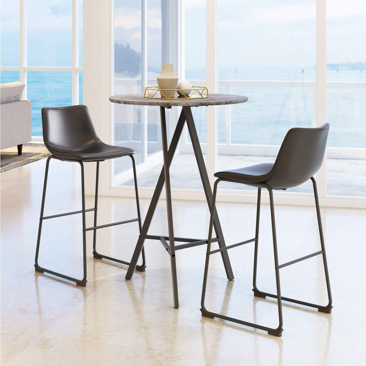 109650 Smart Barstool (Set Of 2) Black