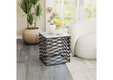 109456 Duke Side Table White & Antique Bronze