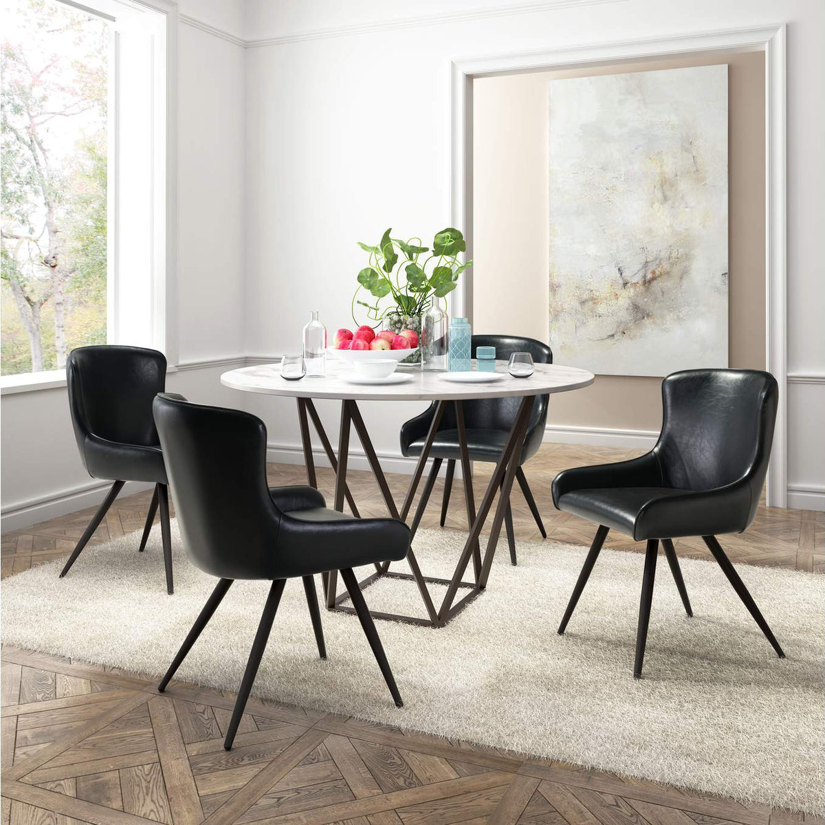 100715 Tintern Dining Table White & Antique Bronze