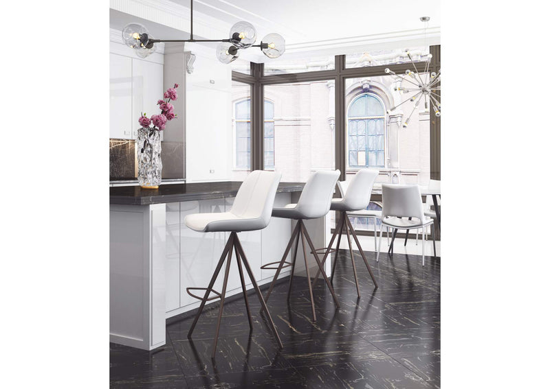 101288 Aki Barstool (Set Of 2) White & Walnut