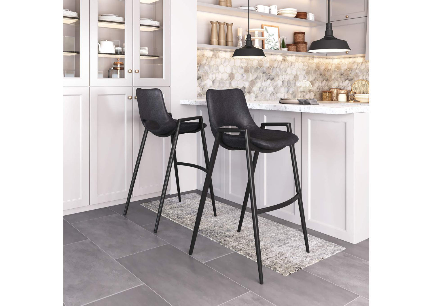 109540 Desi Barstool (Set Of 2) Black