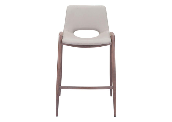 101693 Desi Counter Stool (Set Of 2) Beige & Walnut