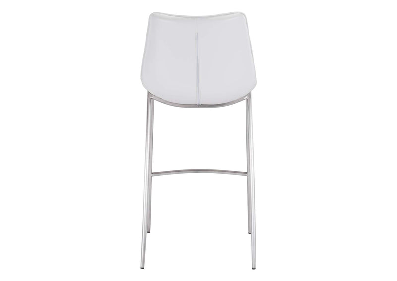 101275 Magnus Barstool (Set Of 2) White & Silver