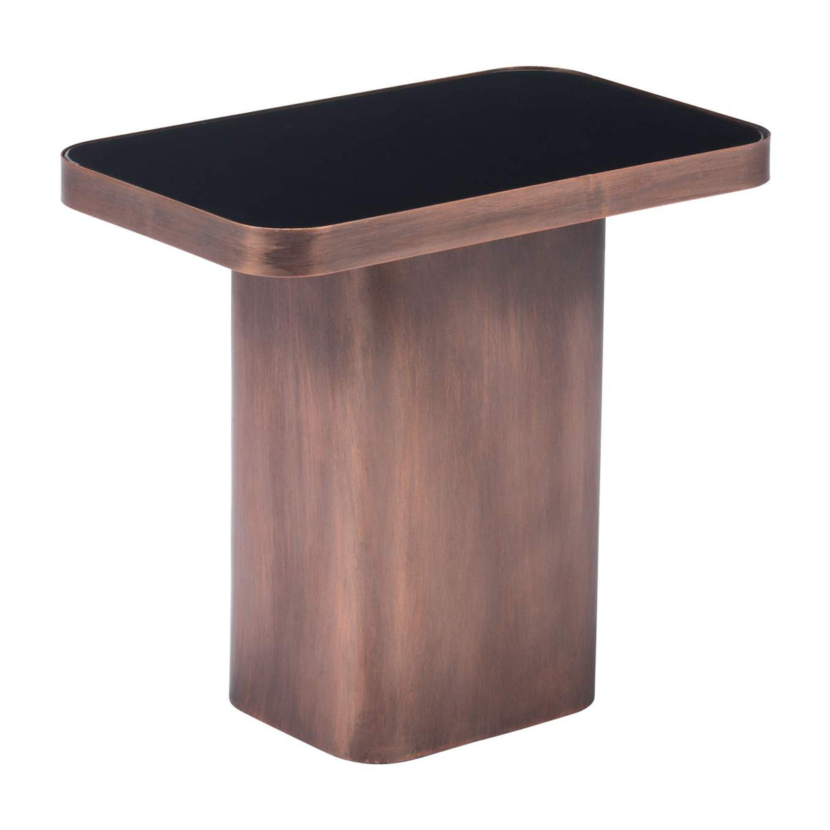 A12254 Marcos Side Table Black & Antique Bronze