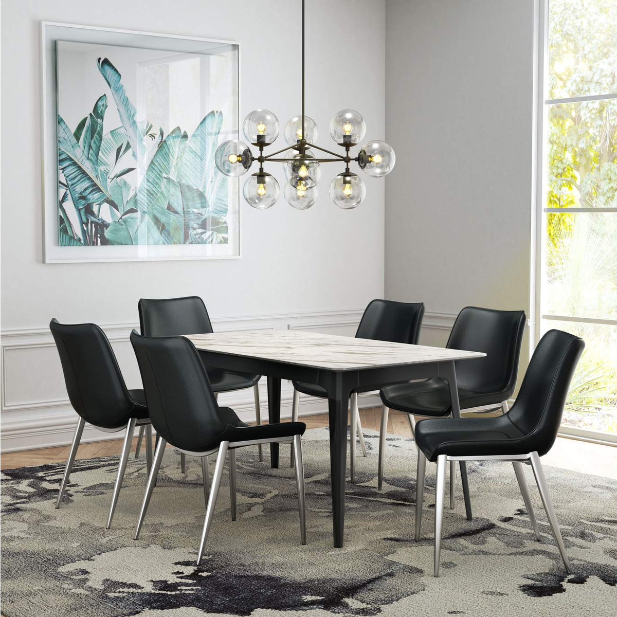 101271 Magnus Dining Chair (Set Of 2) Black & Silver