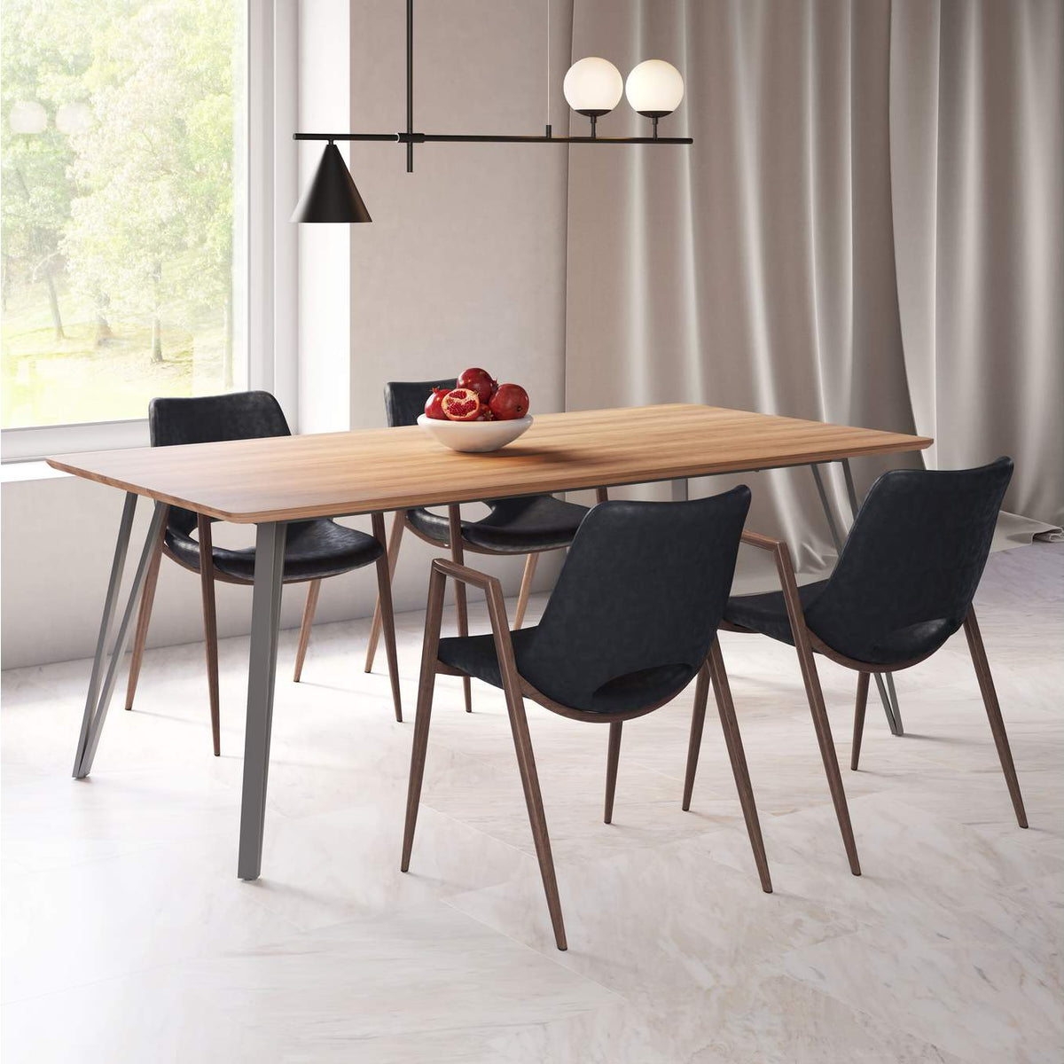 101694 Desi Dining Chair (Set Of 2) Black & Walnut