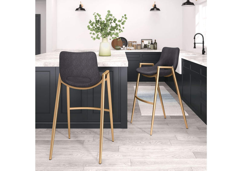 109555 Desi Barstool (Set Of 2) Black & Gold