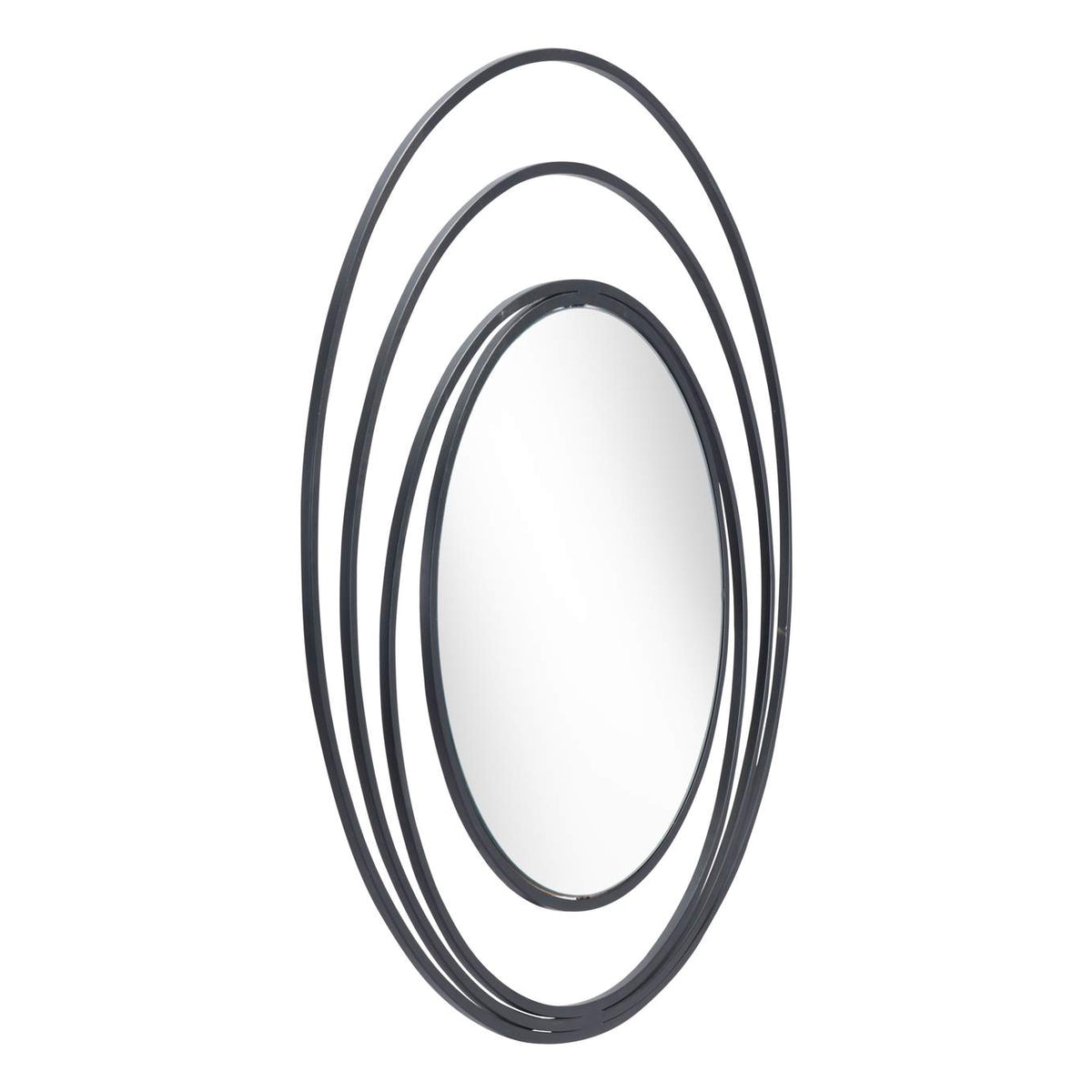 A12207 Luna Round Mirror Black