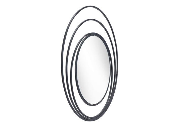 A12207 Luna Round Mirror Black