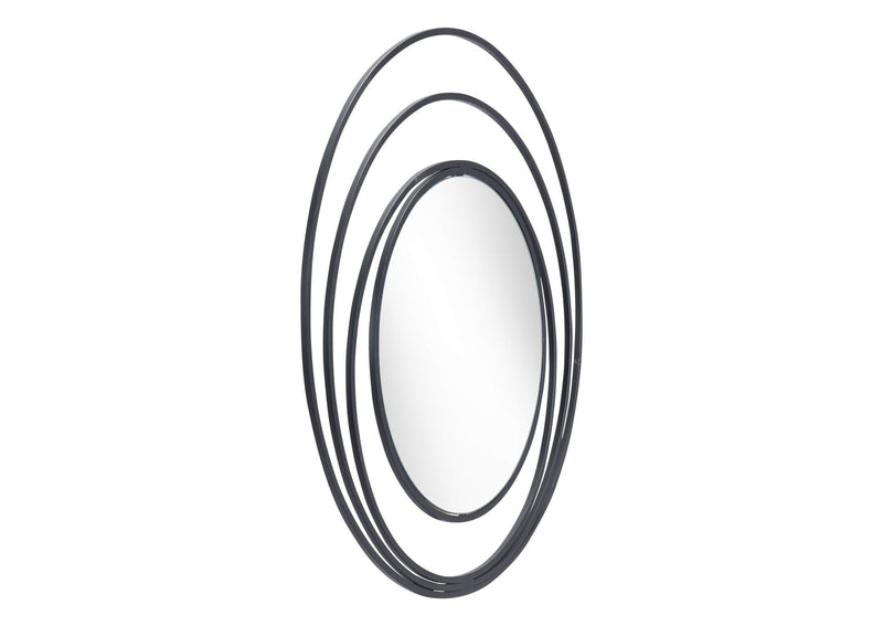 A12207 Luna Round Mirror Black