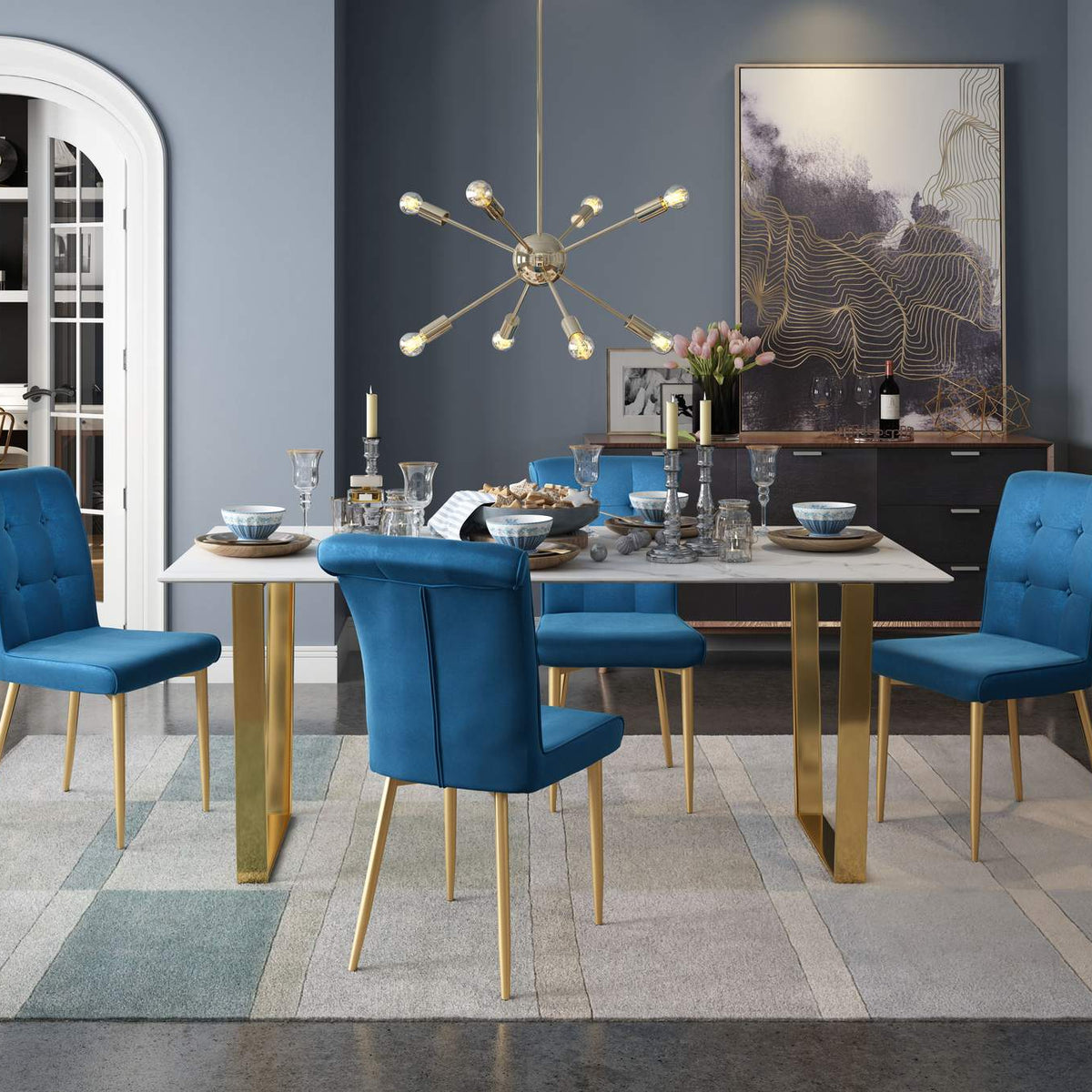 100652 Atlas Dining Table White & Gold