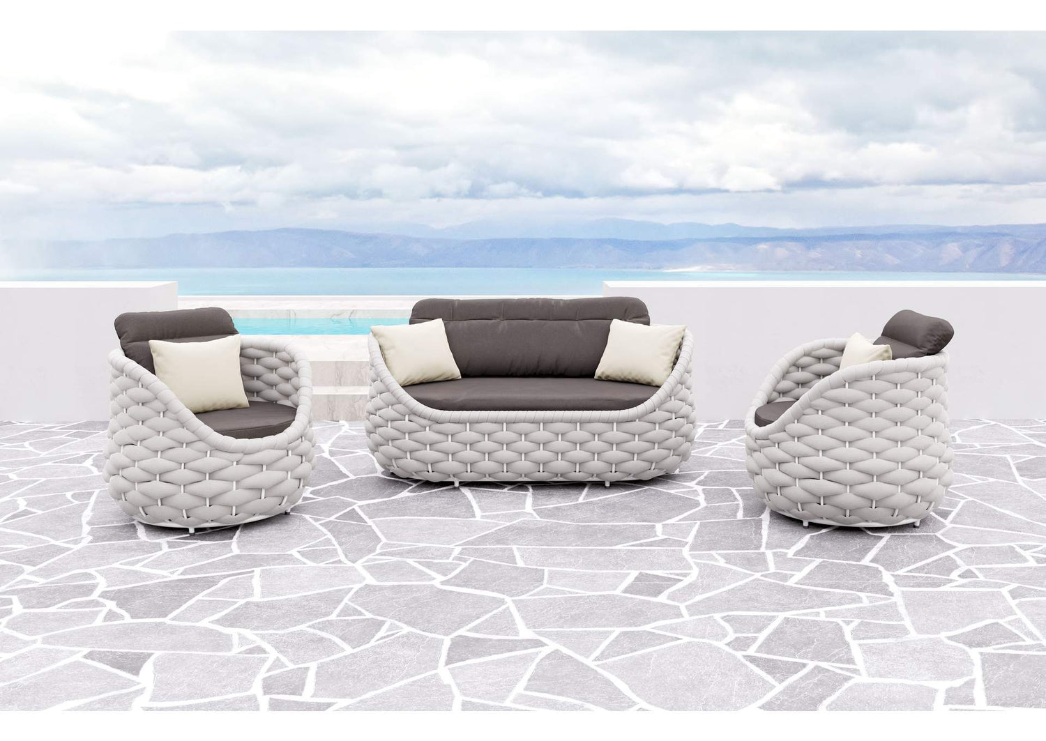 704025 Coral Reef Outdoor Accent Chair Gray