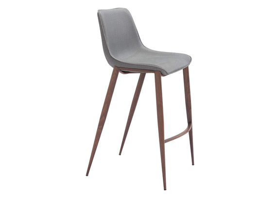 109938 Magnus Barstool (Set Of 2) Slate Gray & Walnut