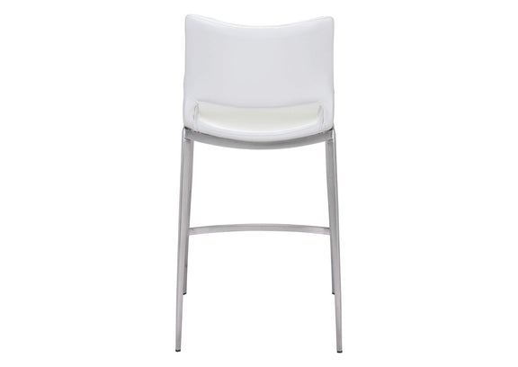 101390 Ace Counter Stool (Set Of 2) White & Silver