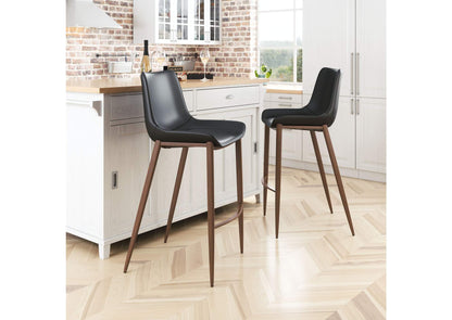 109937 Magnus Barstool (Set Of 2) Black & Walnut