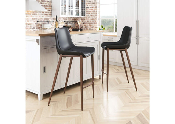 109937 Magnus Barstool (Set Of 2) Black & Walnut