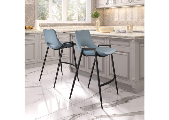 109539 Desi Counter Stool (Set Of 2) Azure Gray