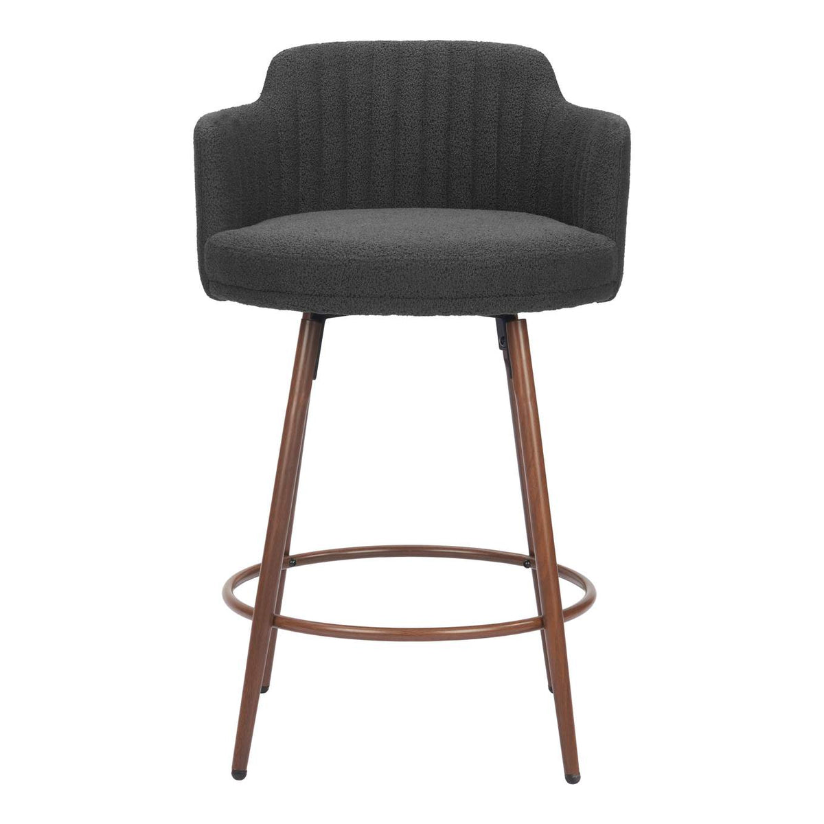 110375 Kono Swivel Counter Stool (Set Of 2) Black & Walnut