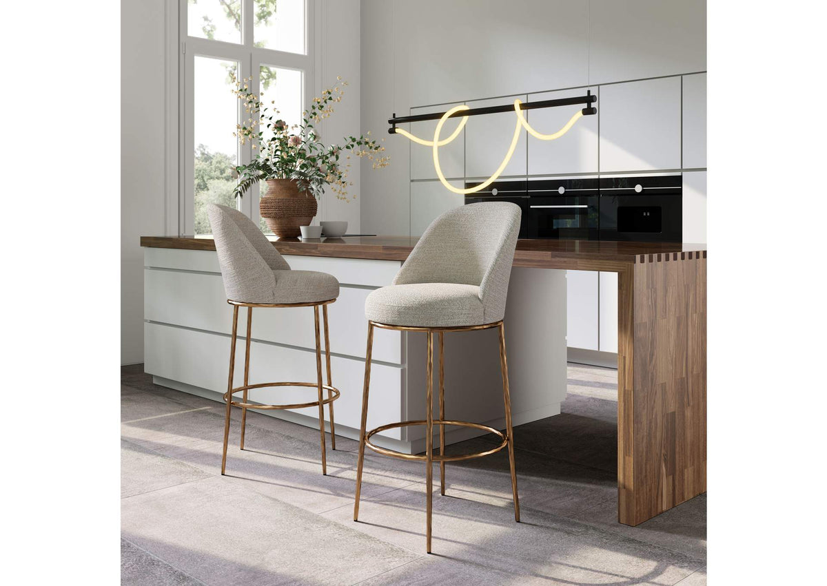 110271 Nordhavn Swivel Barstool Beige & Gold