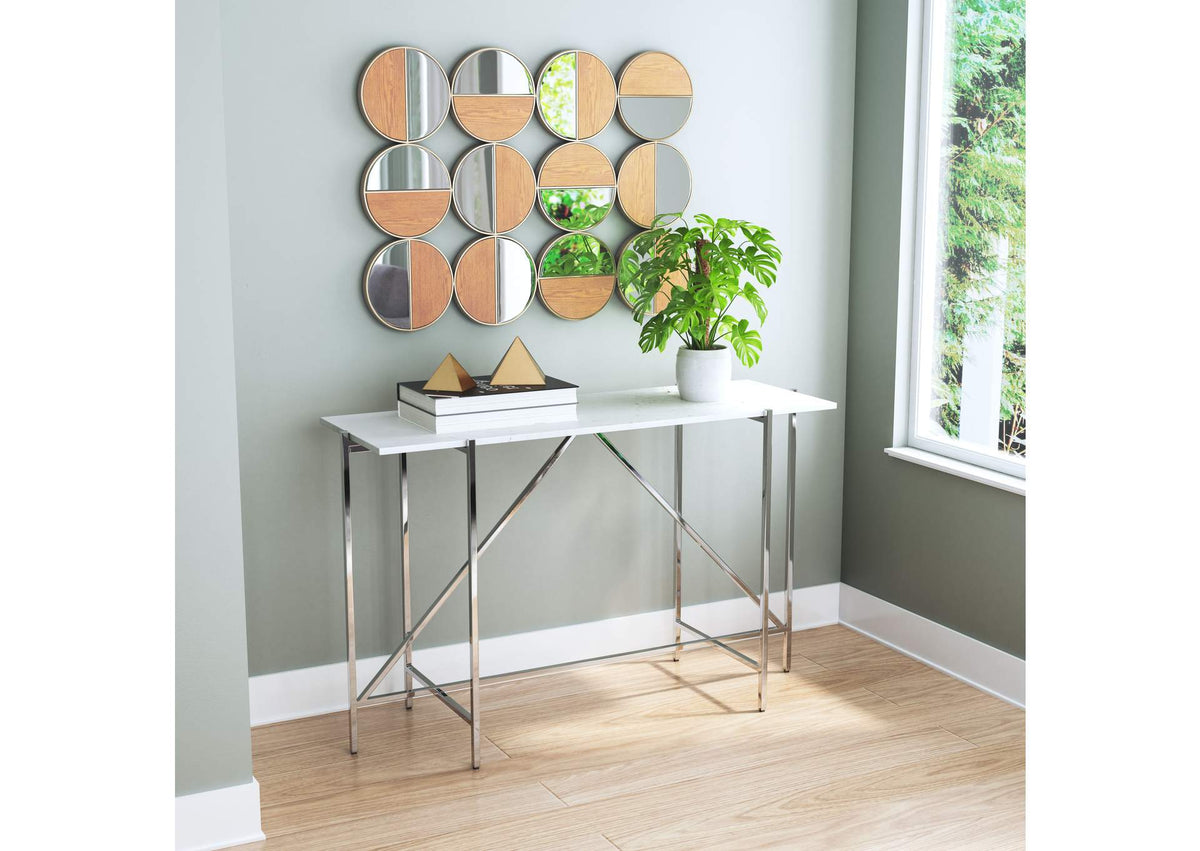 A12201 Cycle Round Mirror Gold & Walnut