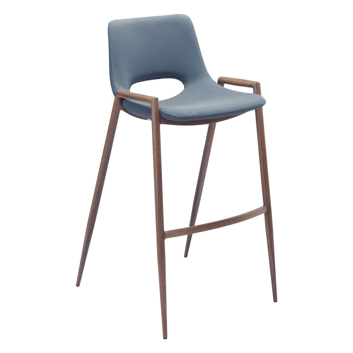 101698 Desi Barstool (Set Of 2) Azure Gray & Walnut