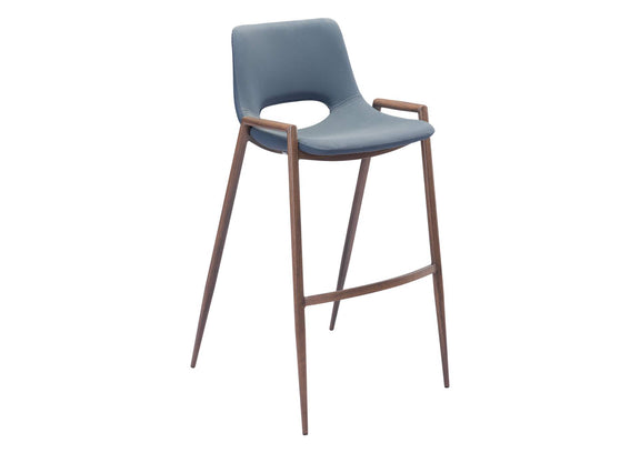 101698 Desi Barstool (Set Of 2) Azure Gray & Walnut