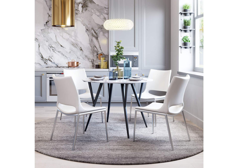 101279 Ace Dining Chair (Set Of 2) White & Silver