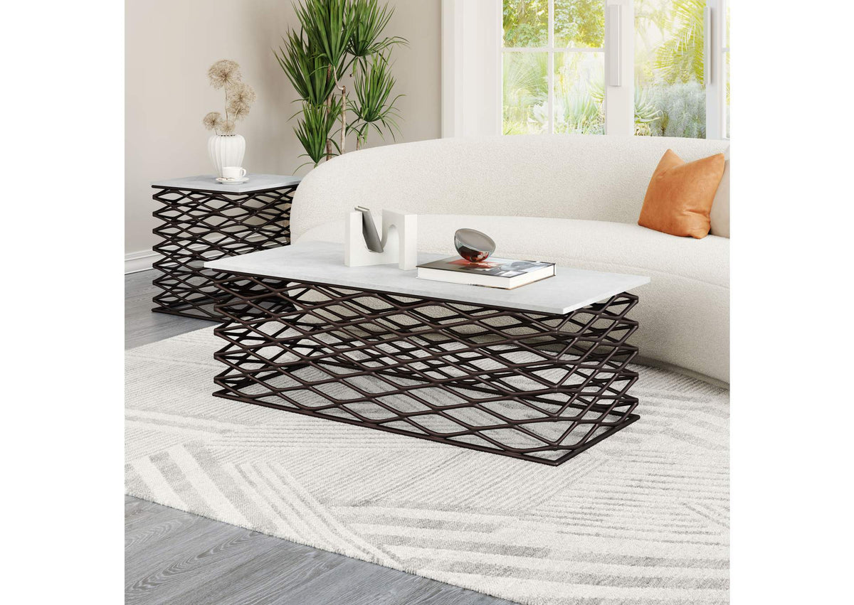 109457 Duchess Coffee Table White & Antique Bronze