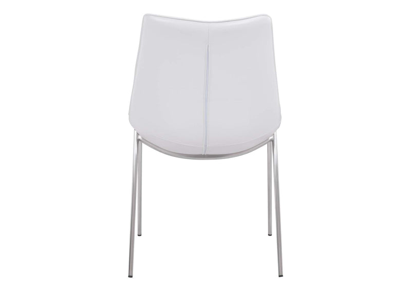 101270 Magnus Dining Chair (Set Of 2) White & Silver