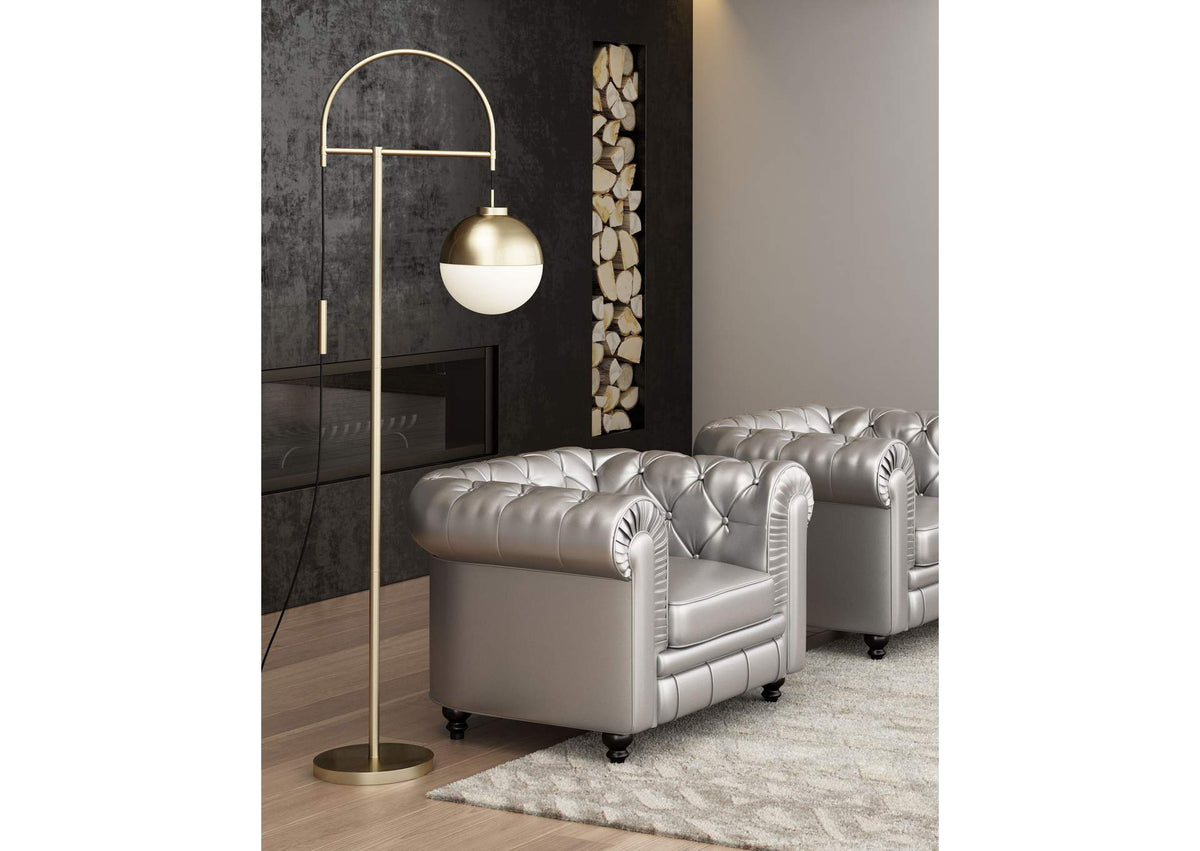 56053 Waterloo Floor Lamp White & Bronze