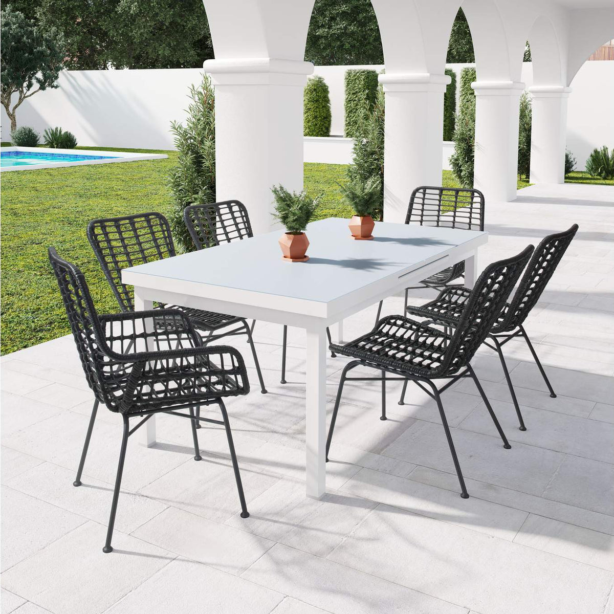 703946 Lorena Outdoor Dining Chair (Set Of 2) Black