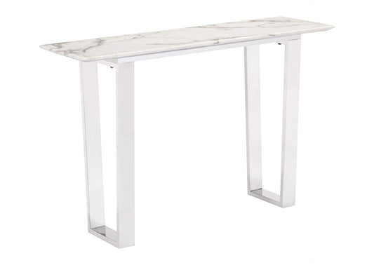 100709 Atlas Console Table White & Silver