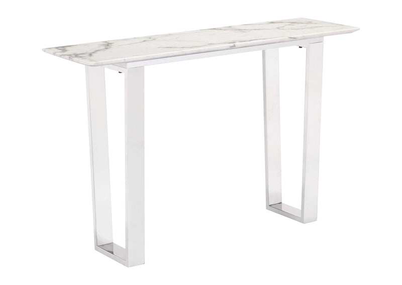 100709 Atlas Console Table White & Silver