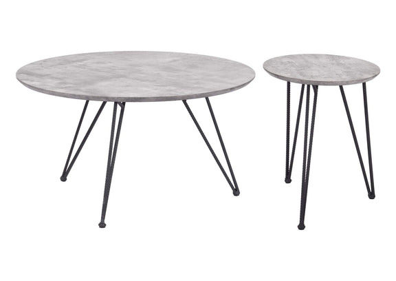 109232 Kerris Coffee Table Set (2-Piece) Gray & Black