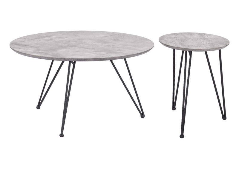 109232 Kerris Coffee Table Set (2-Piece) Gray & Black