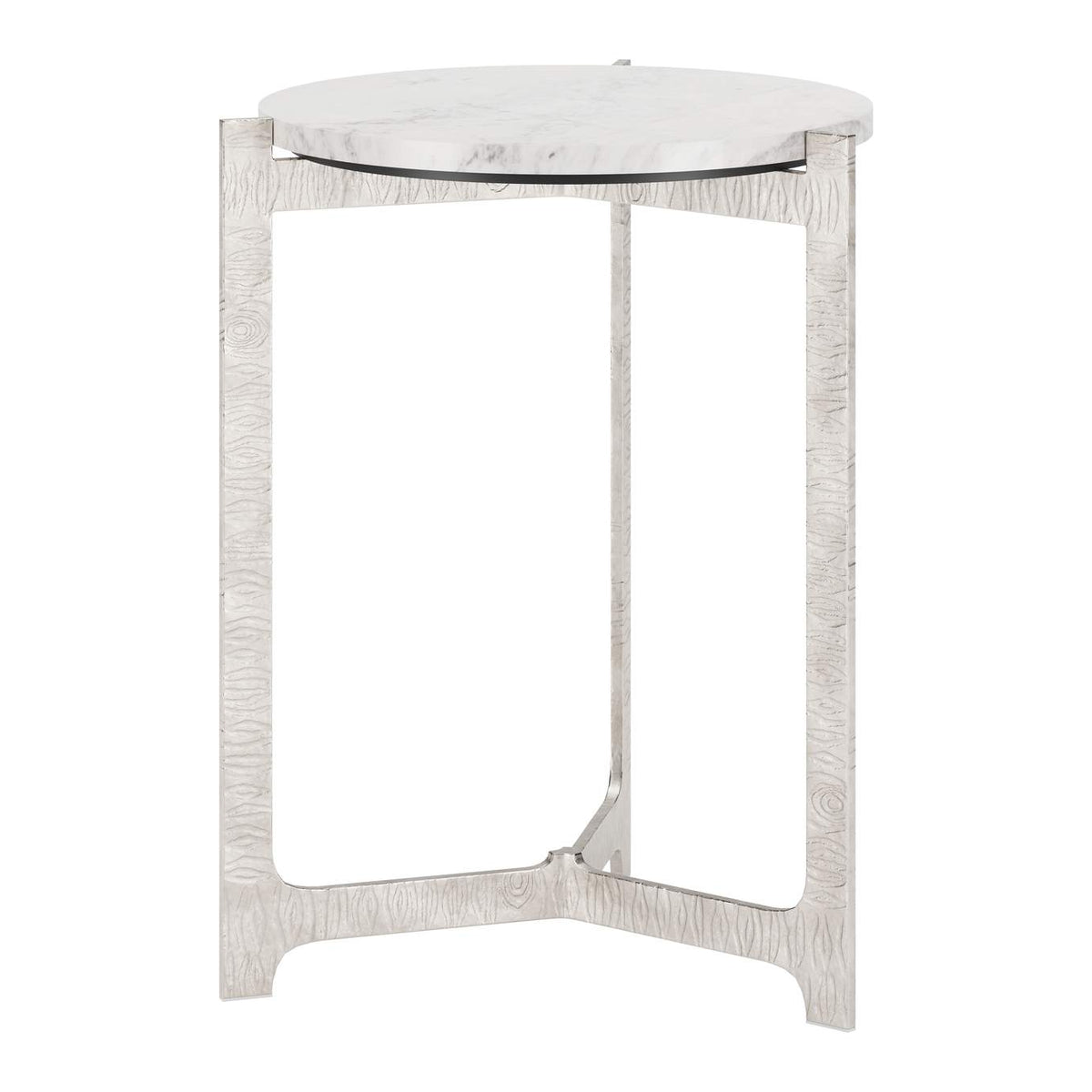 110256 Barmas Side Table White & Silver