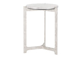 110256 Barmas Side Table White & Silver