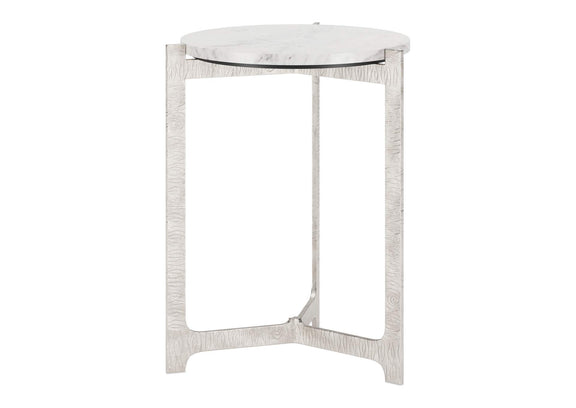110256 Barmas Side Table White & Silver