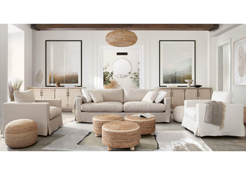SAVANNAHSOSD Savannah Slip-cover Sofa In Sand Natural Linen