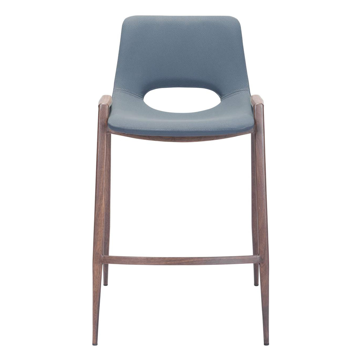 101692 Desi Counter Stool (Set Of 2) Azure Gray & Walnut
